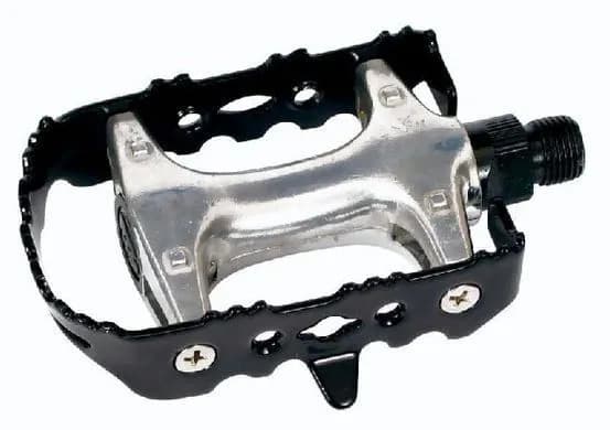 Педалі Longus CAGE MTB Al/Fe сріблясті з чорною рамкою, насипні підшипники