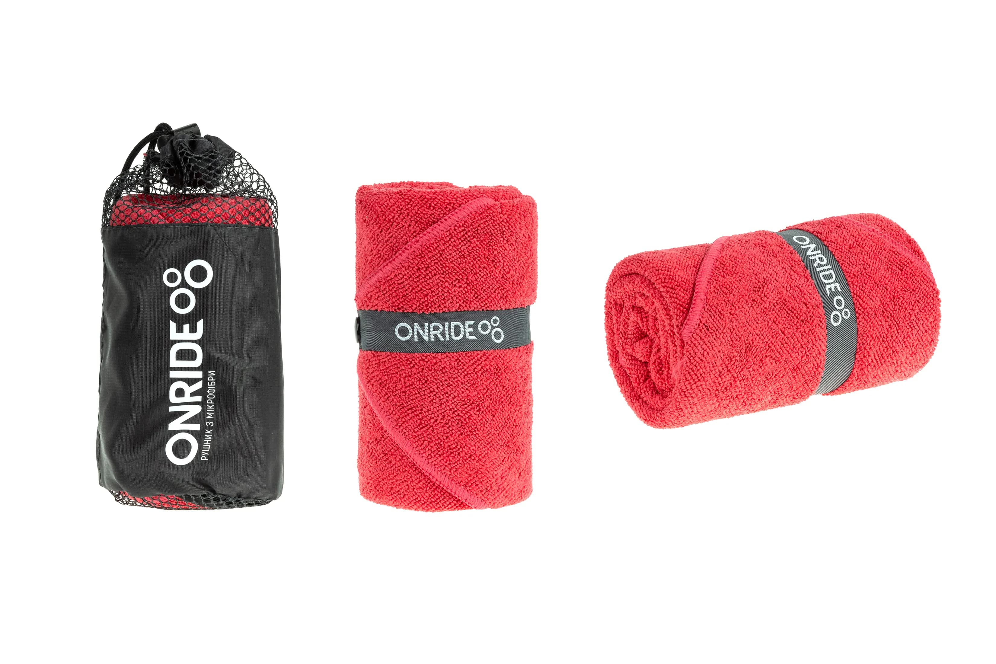 Рушник з махрової мікрофібри ONRIDE Dry червоний (100х50) у чохлі