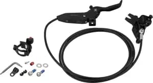 Гальма дискові SRAM Level Silver Stealth 4 Piston -  Aluminum Lever, Stainless Hardware, Reach Adj, Black Ano Front 950mm Hose (includes MMX Clamp, Rotor/Bracket sold separately) C1