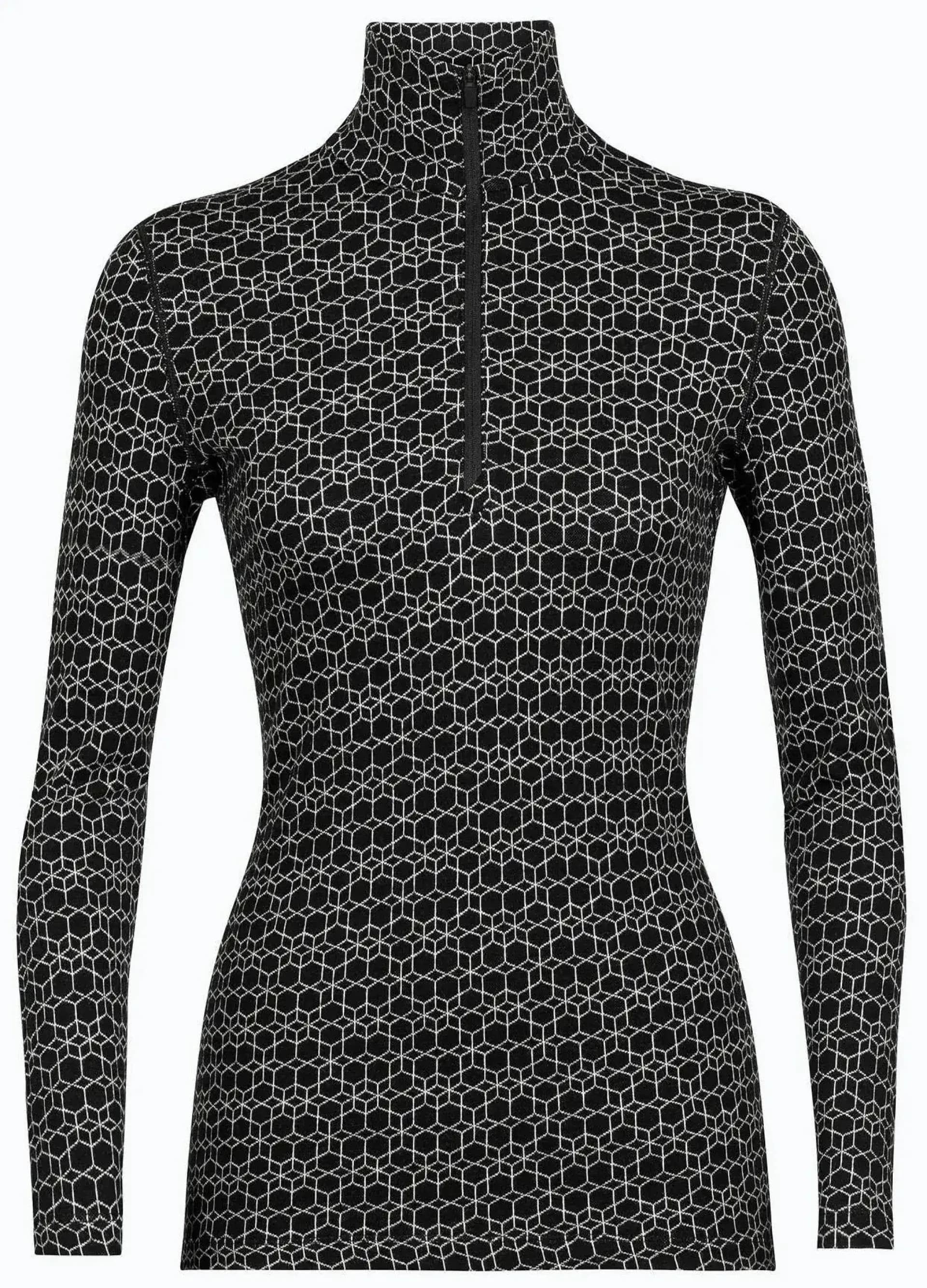 Термофутболка з довгим рукавом ICEBREAKER 250 Vertex LS Half Zip Alpine Geo WOMEN BLACK/SNOW/J L