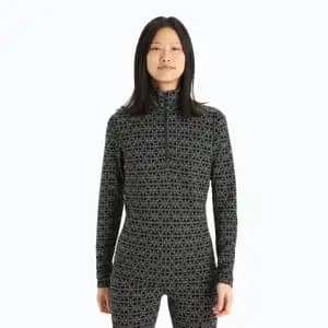 Термофутболка з довгим рукавом ICEBREAKER 250 Vertex LS Half Zip Alpine Geo WOMEN BLACK/SNOW/J L