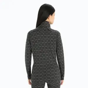 Термофутболка з довгим рукавом ICEBREAKER 250 Vertex LS Half Zip Alpine Geo WOMEN BLACK/SNOW/J L