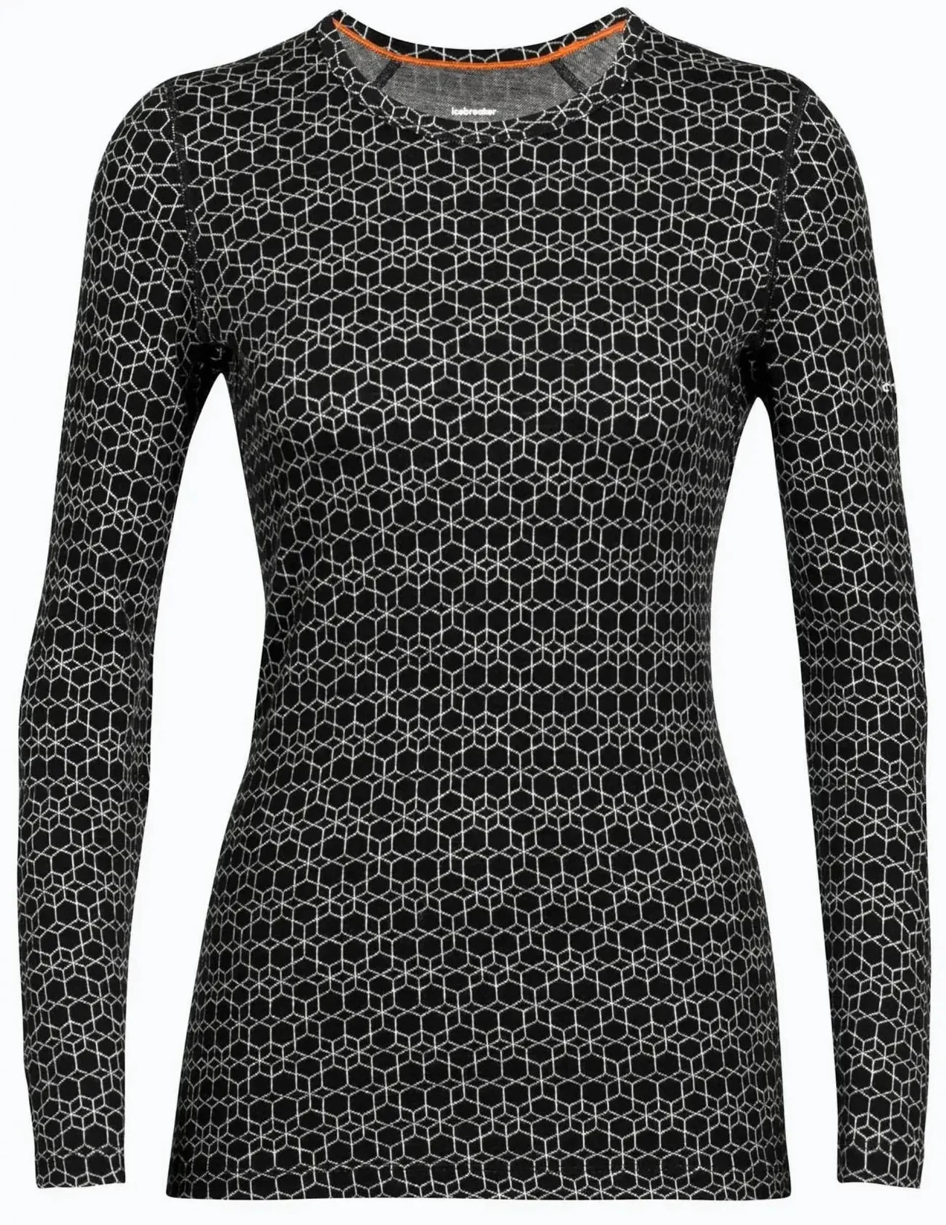 Термофутболка з довгим рукавом ICEBREAKER 250 Vertex LS Crewe Alpine Geo WOMEN BLACK/SNOW/J M