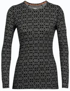 Термофутболка з довгим рукавом ICEBREAKER 250 Vertex LS Crewe Alpine Geo WOMEN BLACK/SNOW/J M
