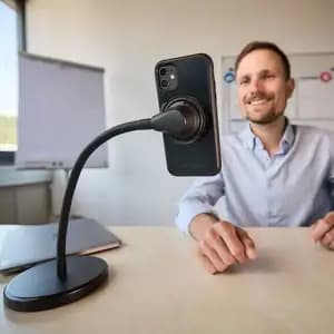Підставка на стіл з рухомим штативом для кріплення телефона FIDLOCK VACUUM flex desk, чорний