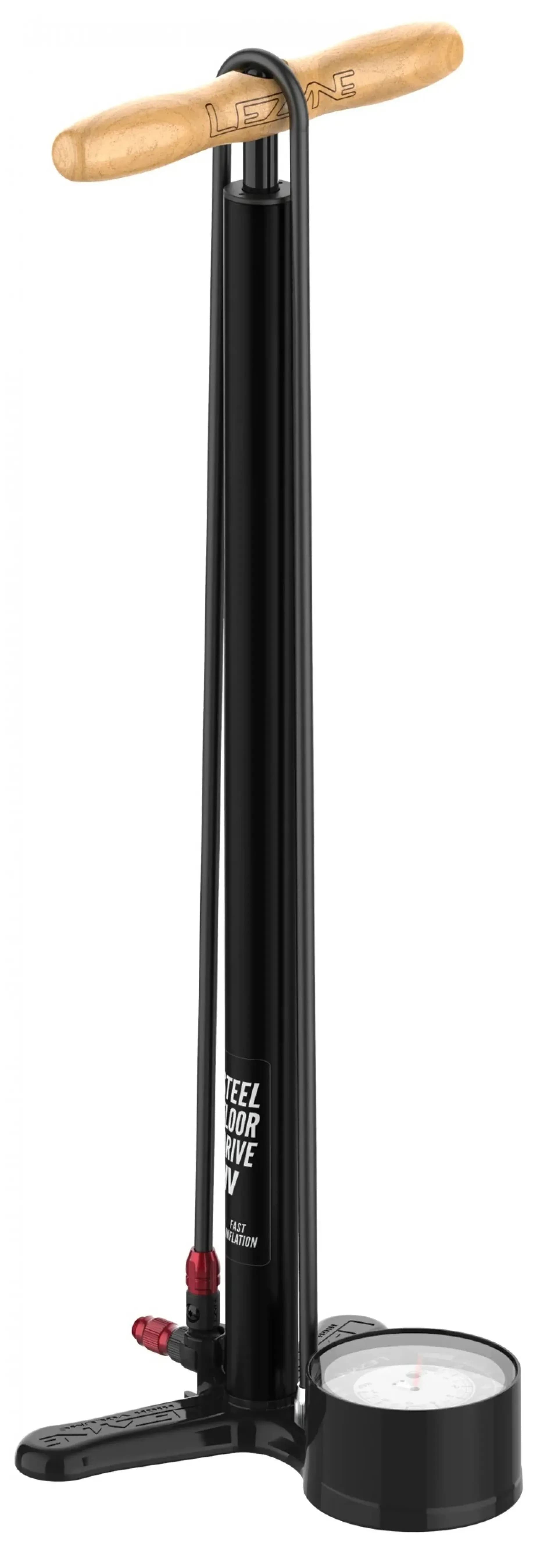Підлоговий насос LEZYNE STEEL FLOOR DRIVE HV Манометр 3,5" Чорний матовий 100psi Y18
