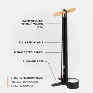 Підлоговий насос LEZYNE STEEL FLOOR DRIVE HV Манометр 3,5" Сріблястий матовий 100psi Y18