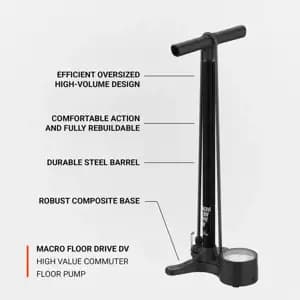 Підлоговий насос LEZYNE MACRO FLOOR DRIVE HV Манометр 3,5" Чорний матовий 100psi Y18
