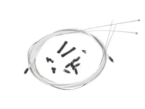 SRAM SlickWire Road and MTB Shift Cable Kit White 4mm (2x 2300mm 1.1mm coated cables, 4mm nylon braided housing, ferrules, end caps, frame protectors)