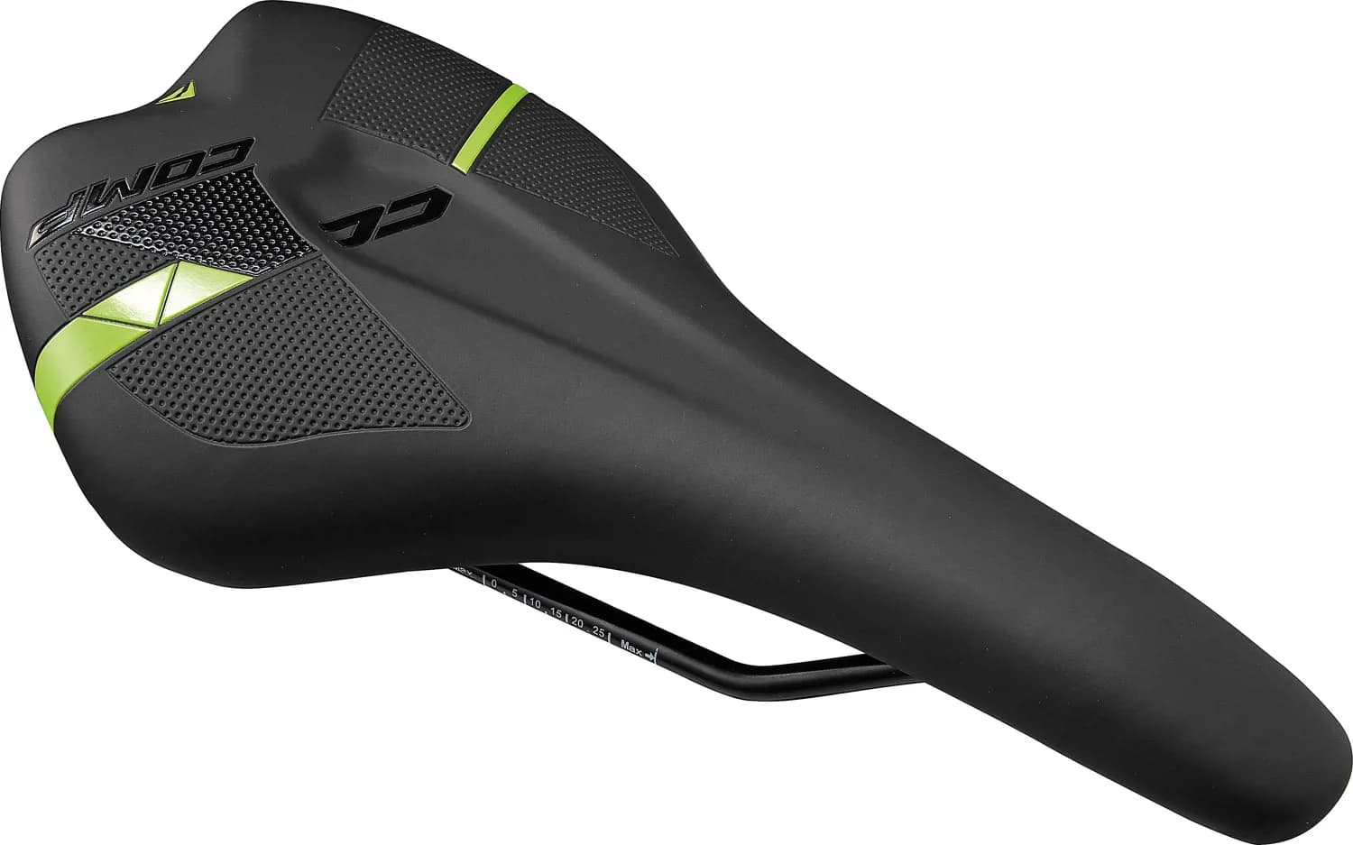 Сідло MERIDA SADDLE/MERIDA COMP, BLACK MATT/GLOSSY GREEN L:282MMxW:155MM