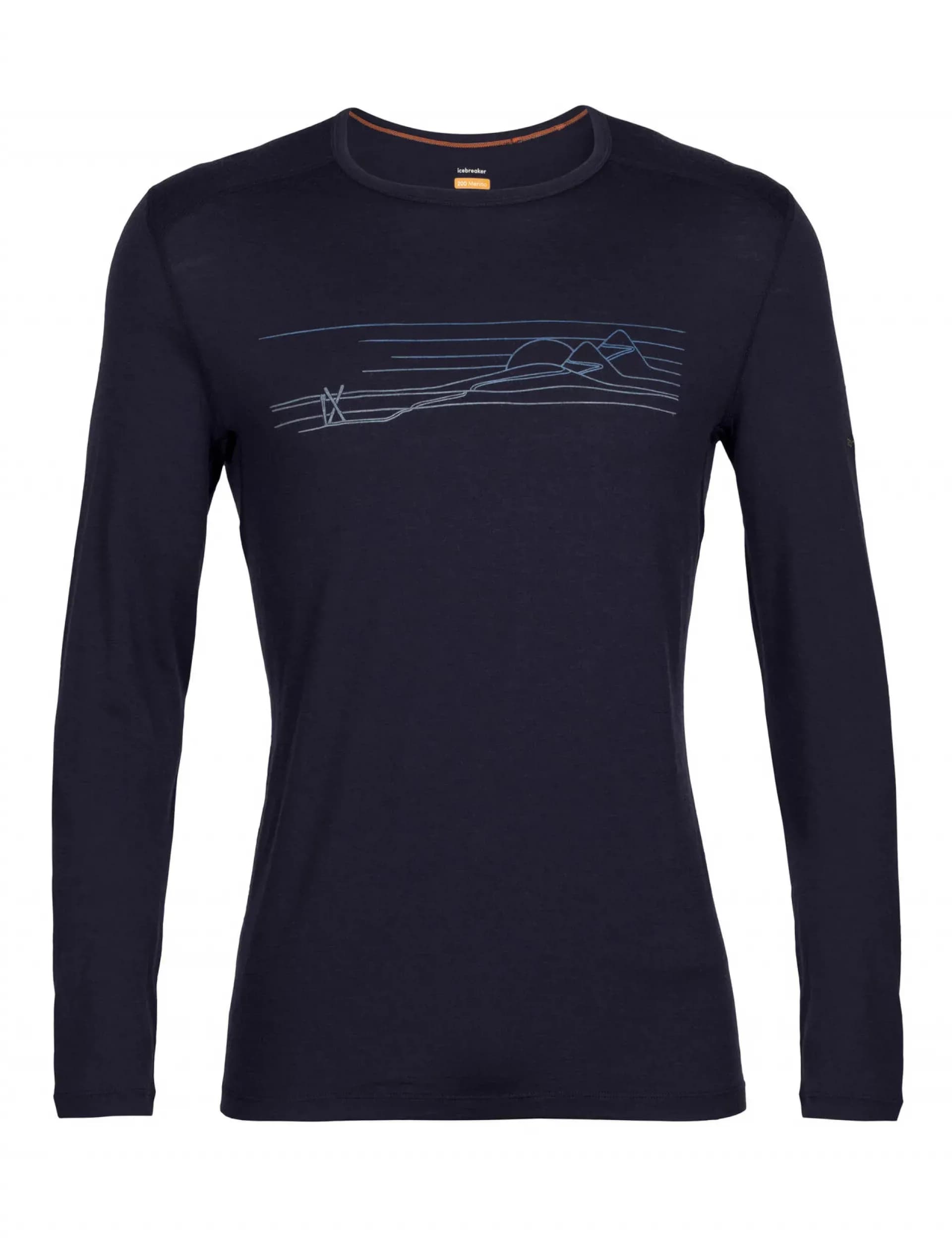 Термофутболка з довгим рукавом ICEBREAKER 200 Oasis LS Crewe Ski Stripes MEN MIDNIGHT S