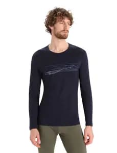 Термофутболка з довгим рукавом ICEBREAKER 200 Oasis LS Crewe Ski Stripes MEN MIDNIGHT S