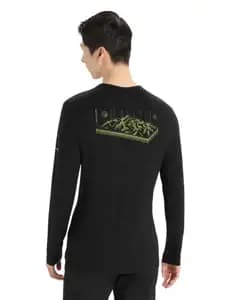 Термофутболка з довгим рукавом ICEBREAKER 200 Oasis LS Crewe Alps 3D MEN BLACK S