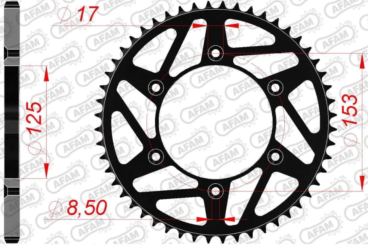 Зірка AFAM 520 K-Steel Chainwheel - Honda [Black], 47z