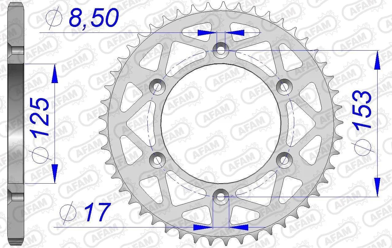 Зірка AFAM 520 Aluminium Chainwheel - Honda [Silver], 42z