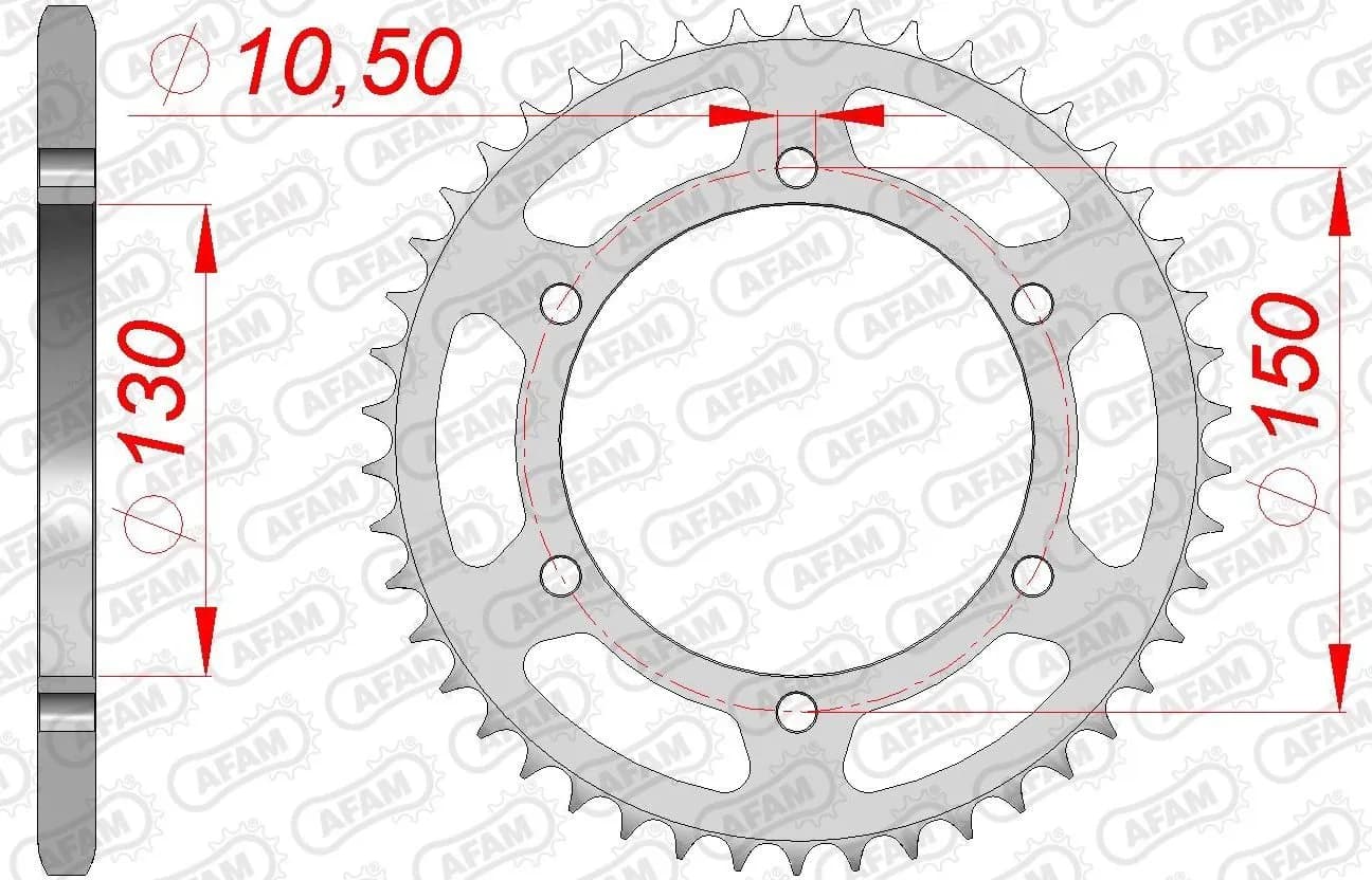 Зірка AFAM 520 Steel Chainwheel - Yamaha [Silver], 46z