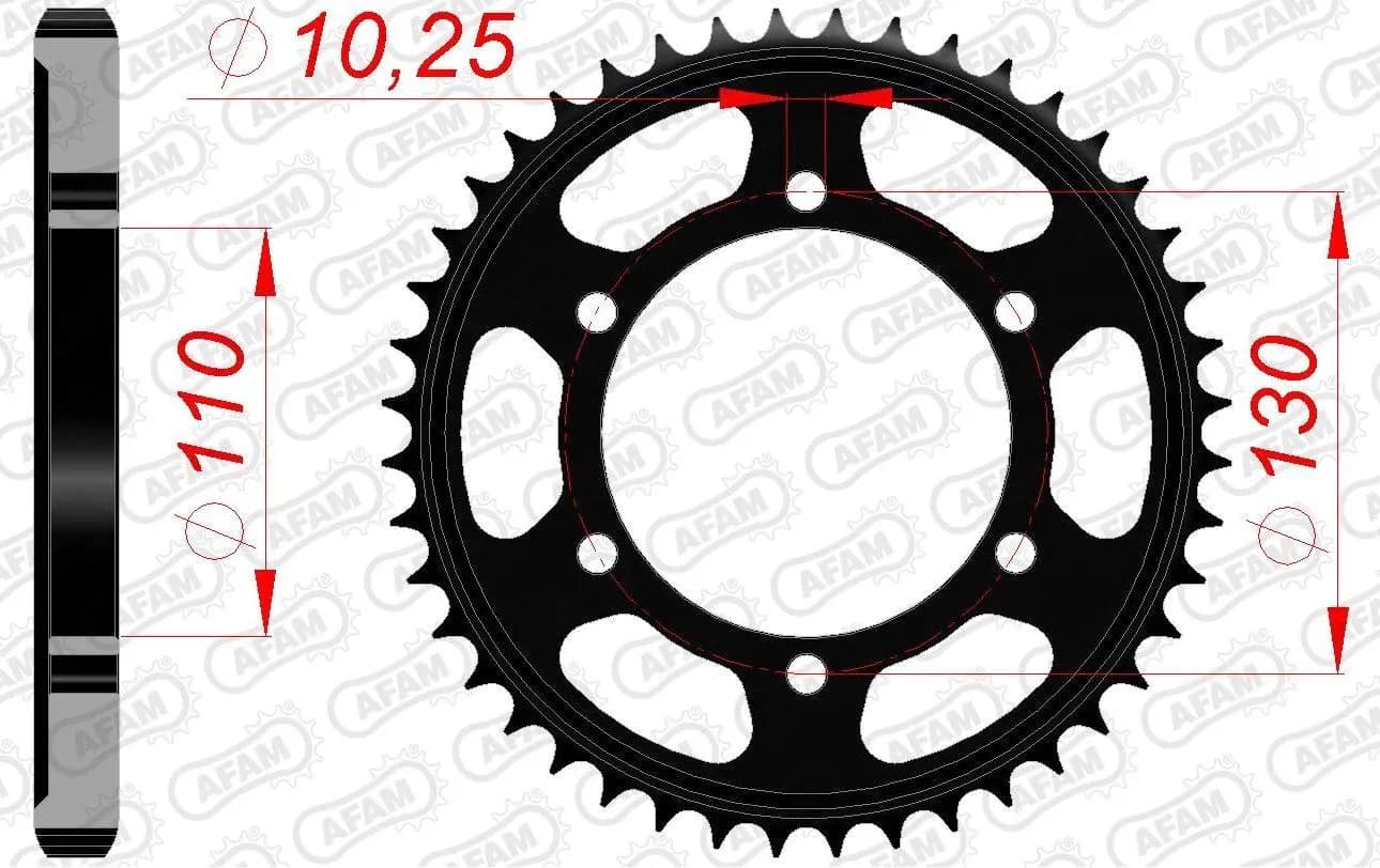 Зірка AFAM 530 Steel Chainwheel - Yamaha [Black], 39z