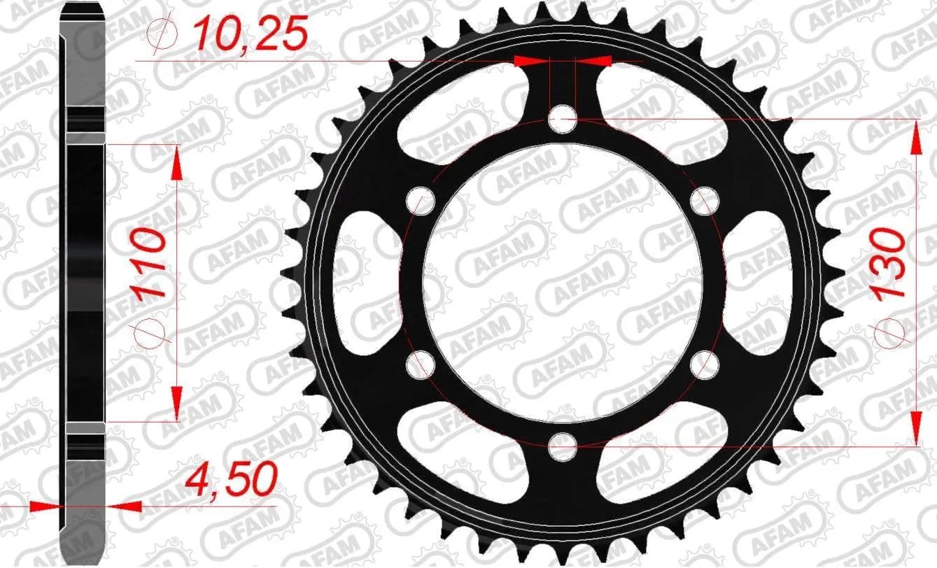Зірка AFAM 525 Steel Chainwheel - Yamaha [Black], 50z