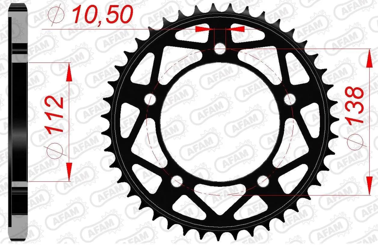 Зірка AFAM 525 Steel Chainwheel - Yamaha [Black], 47z