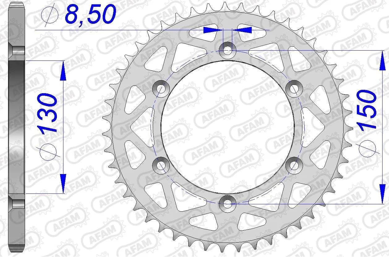Зірка AFAM 520 Aluminium Chainwheel - Yamaha [Silver], 53z