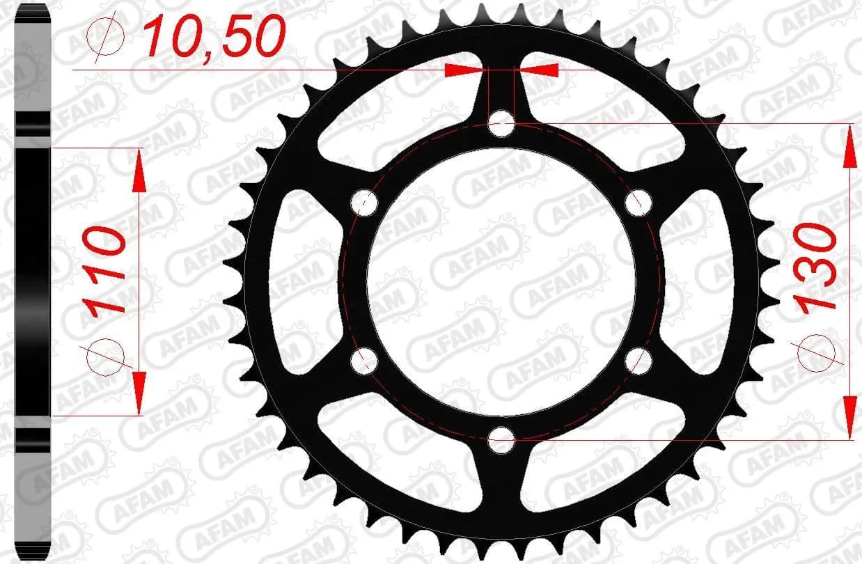 Зірка AFAM 520 Steel Chainwheel - Kawasaki [Black], 42z