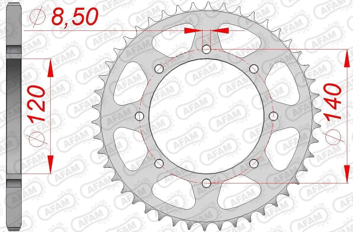 Зірка AFAM 520 Steel Chainwheel - Kawasaki [Silver], 44z