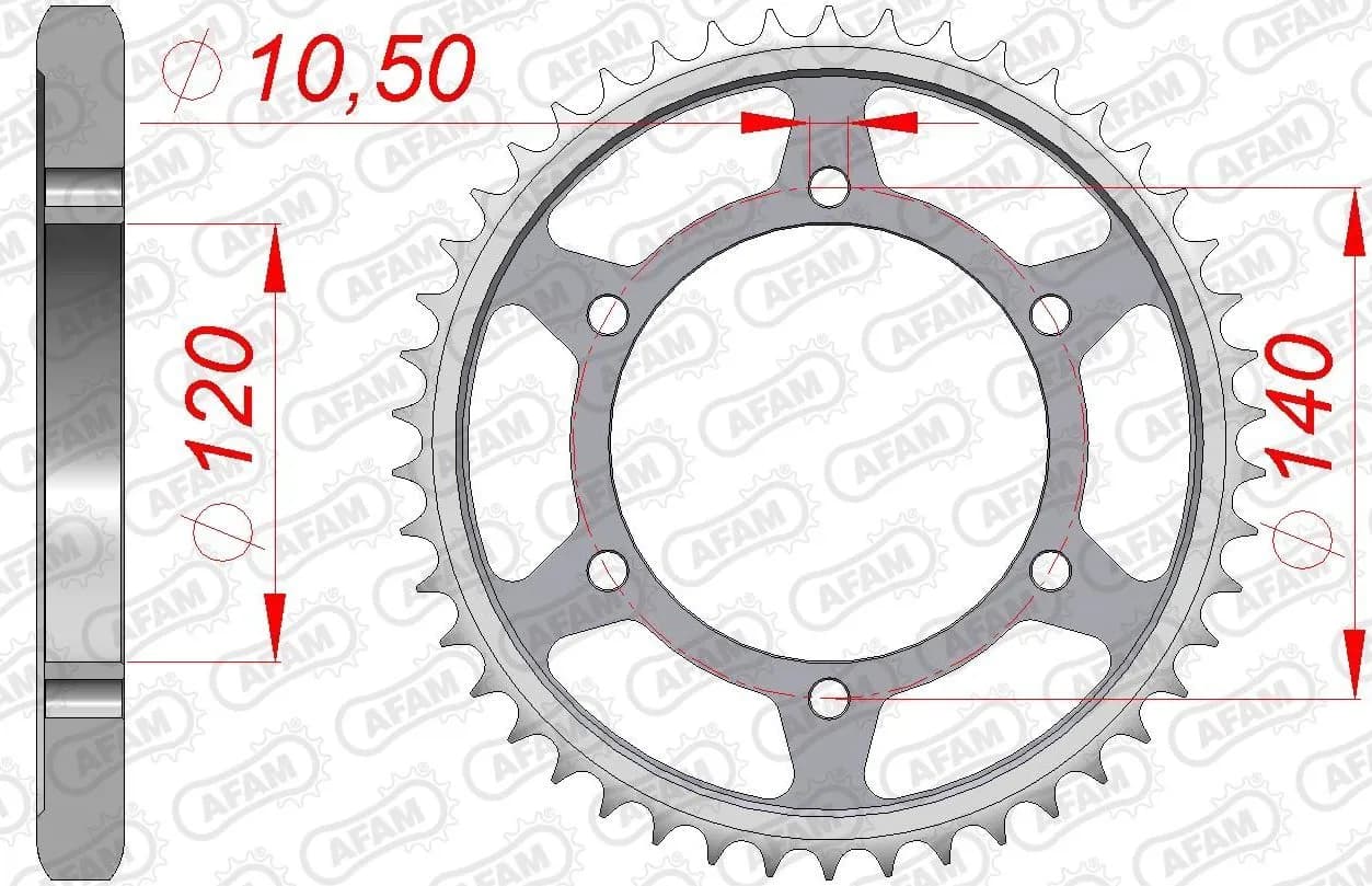 Зірка AFAM 530 Steel Chainwheel - Kawasaki [Silver], 40z