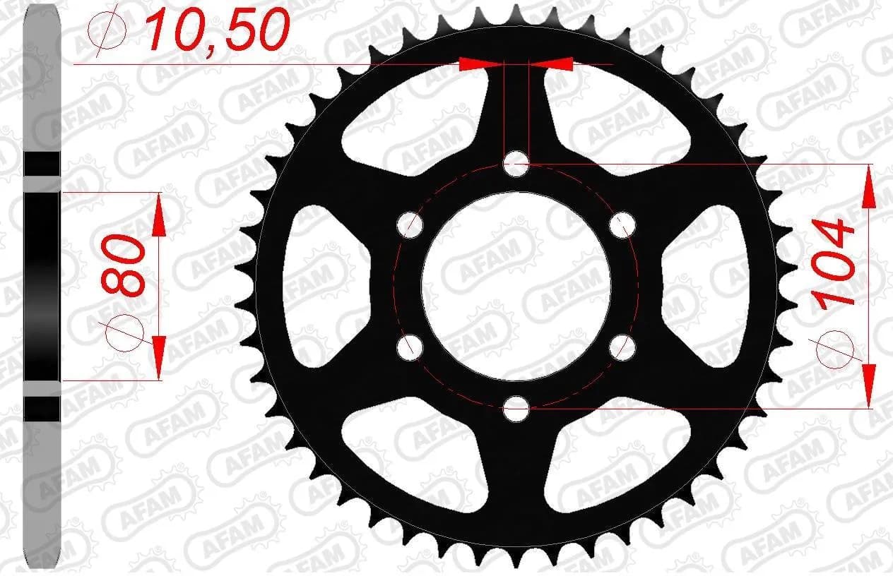 Зірка AFAM 520 Steel Chainwheel - Kawasaki [Black], 45z