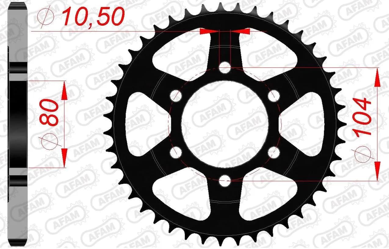Зірка AFAM 525 Steel Chainwheel - Kawasaki [Black], 40z