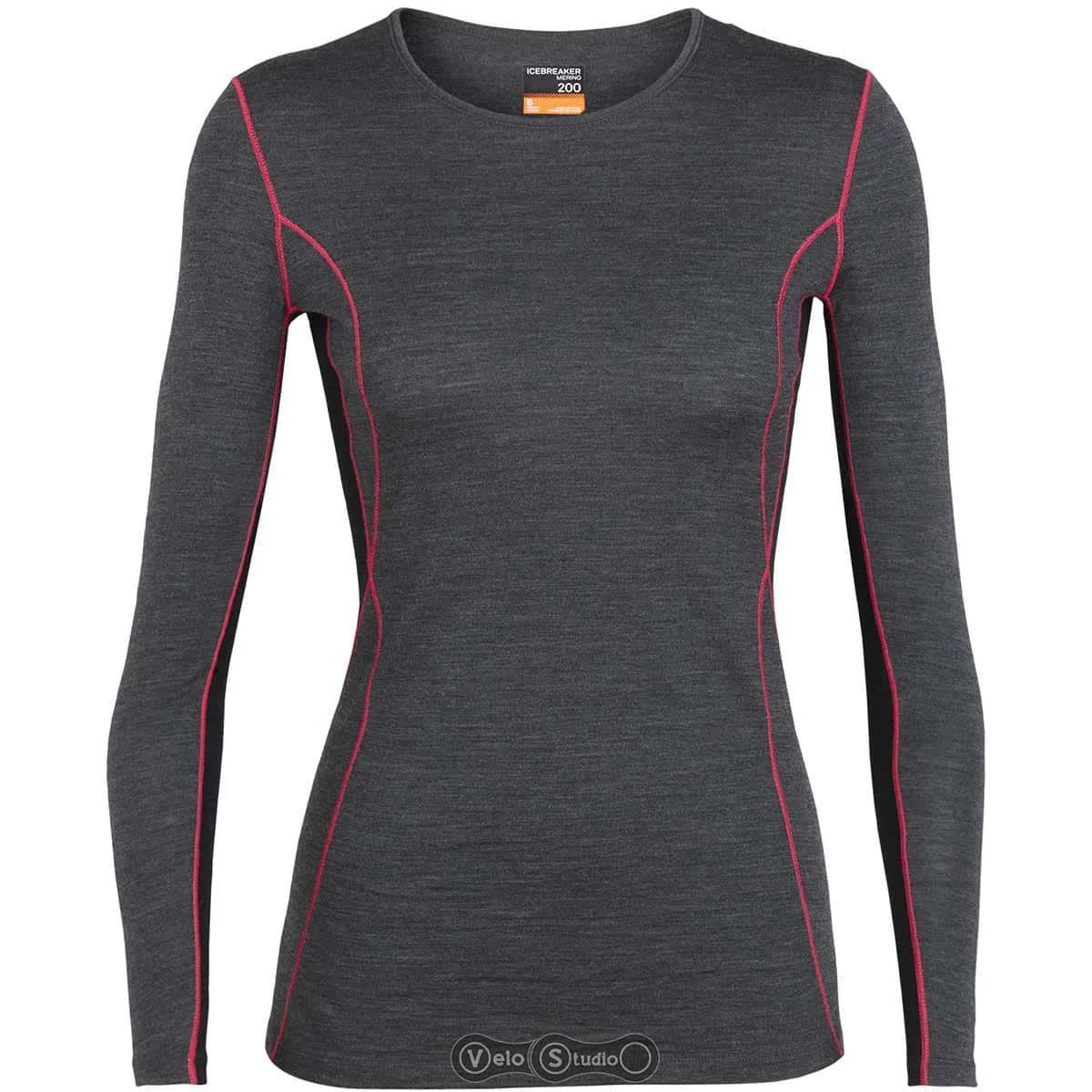 Термофутболка з довгим рукавом ICEBREAKER 200 Oasis Deluxe LS Crewe WMN Jet HTHR/Black/PRISM M