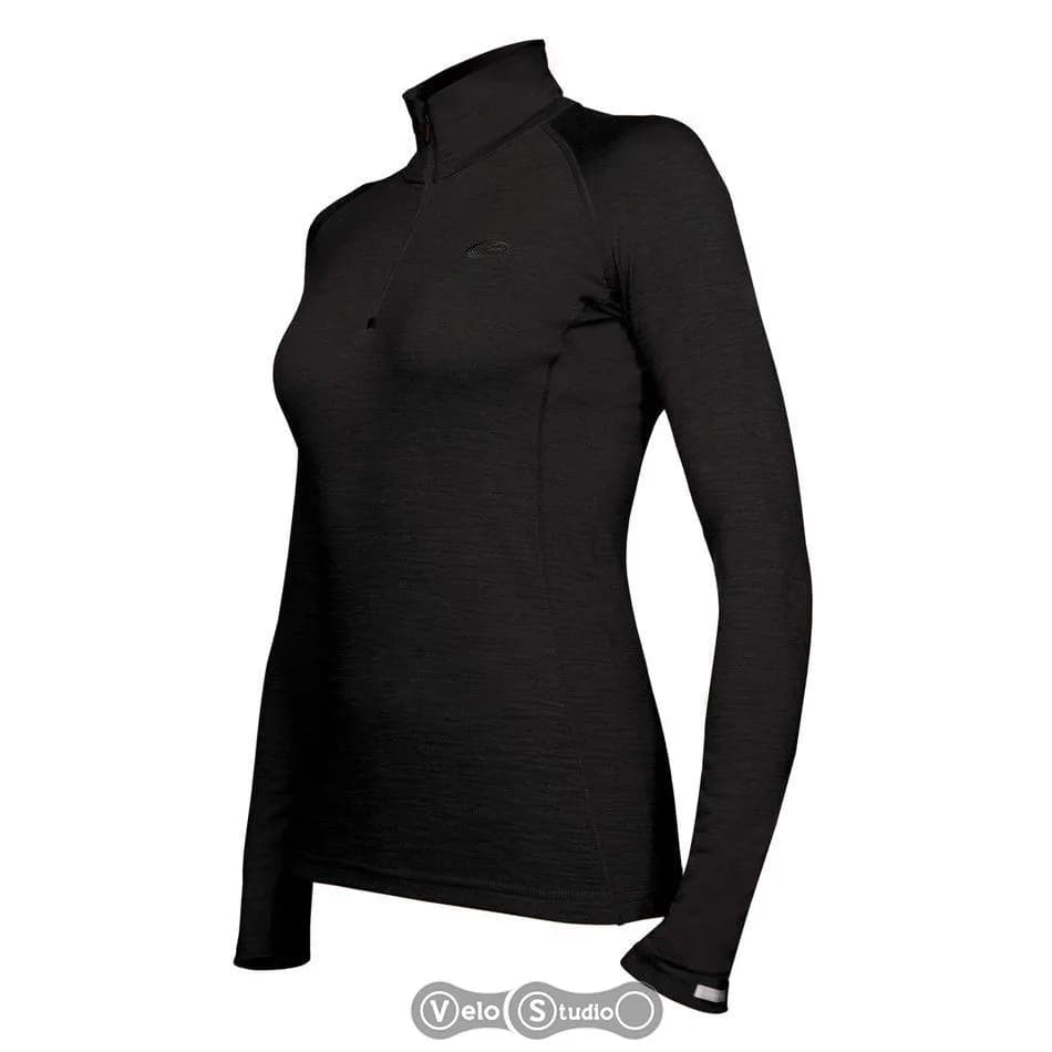 Термофутболка з довгим рукавом ICEBREAKER BF 150 LS Atlas Zip WMN black L