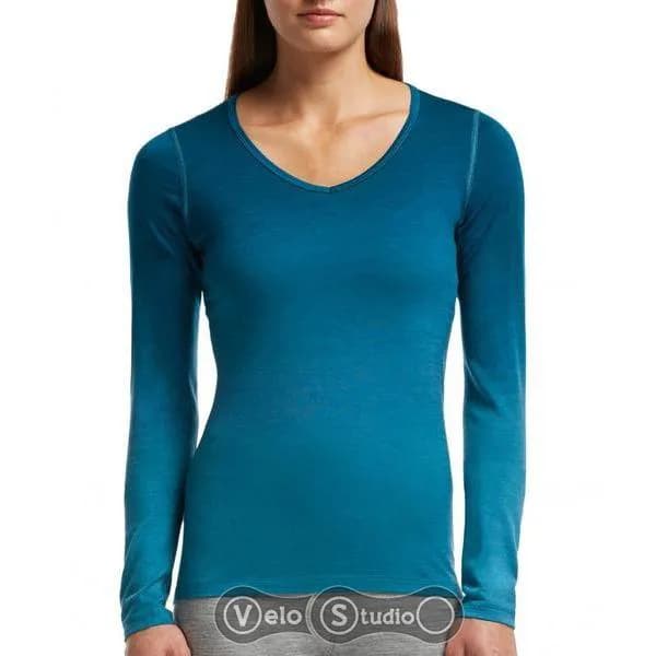 Термофутболка з довгим рукавом ICEBREAKER Oasis LS V Dawn WMN Shr/Ngt S