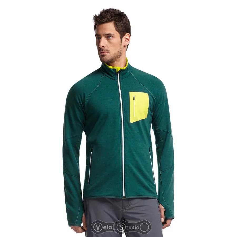 Термокофта ICEBREAKER Atom LS Zip MEN pine/chartreuse/white S