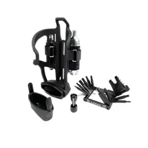Фляготримач LEZYNE TUBELESS FLOW STORAGE LOADED з мультитулом V PRO 17 головкою СО2 та 2X20г балони СО2 Чорний Y14