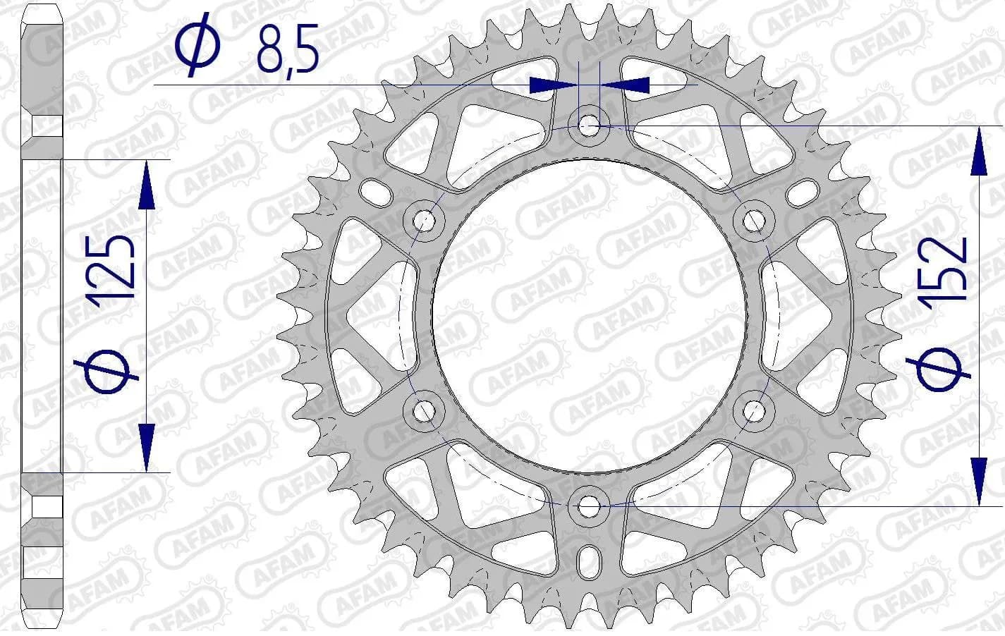 Зірка AFAM 520 AL-Grooved Chainwheel - Beta [Gun Metal], 49z
