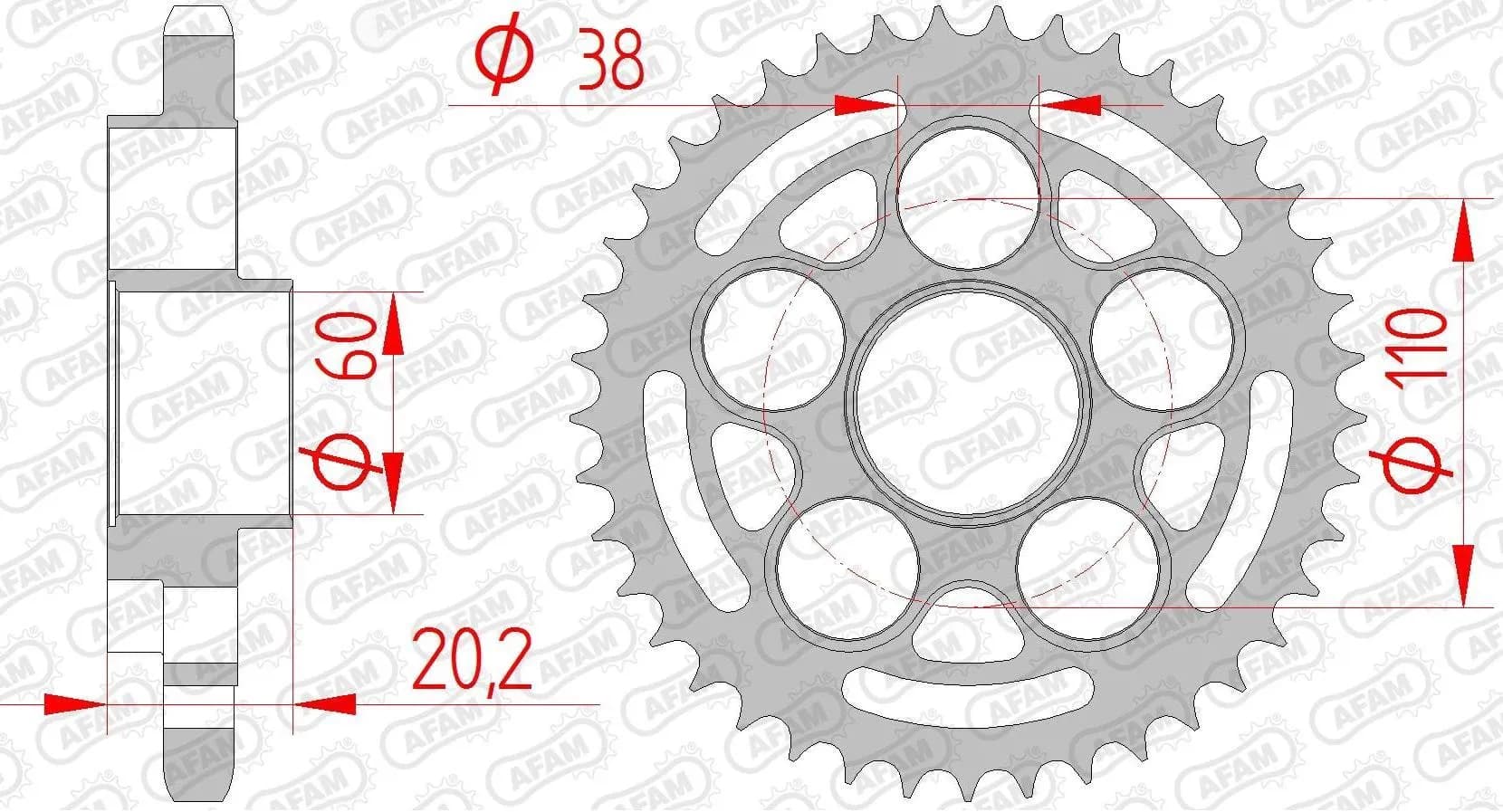 Зірка AFAM 525 Steel Chainwheel - Ducati [Silver], 39z