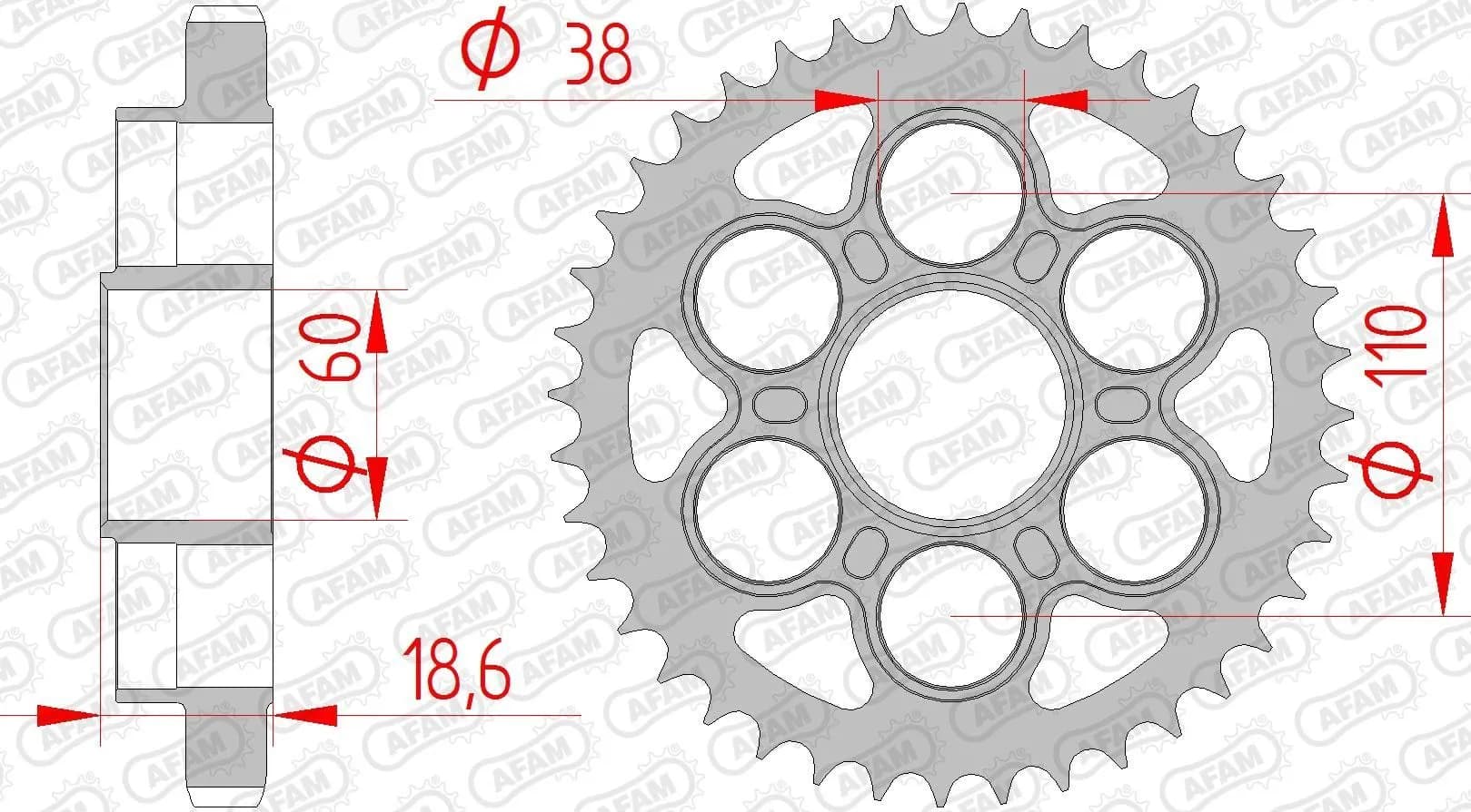 Зірка AFAM 530 Steel Chainwheel - Ducati [Silver], 40z