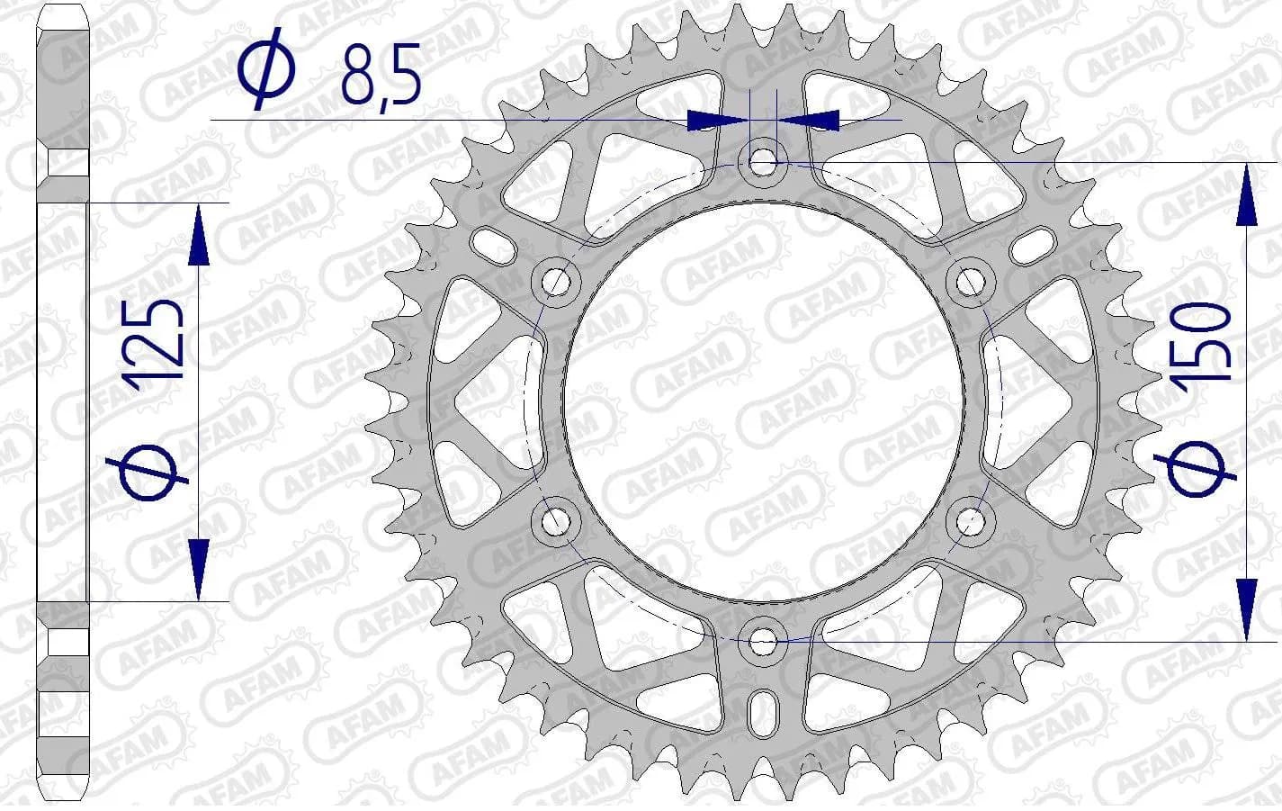 Зірка AFAM 520 AL-Grooved Chainwheel - KTM [Gun Metal], 53z