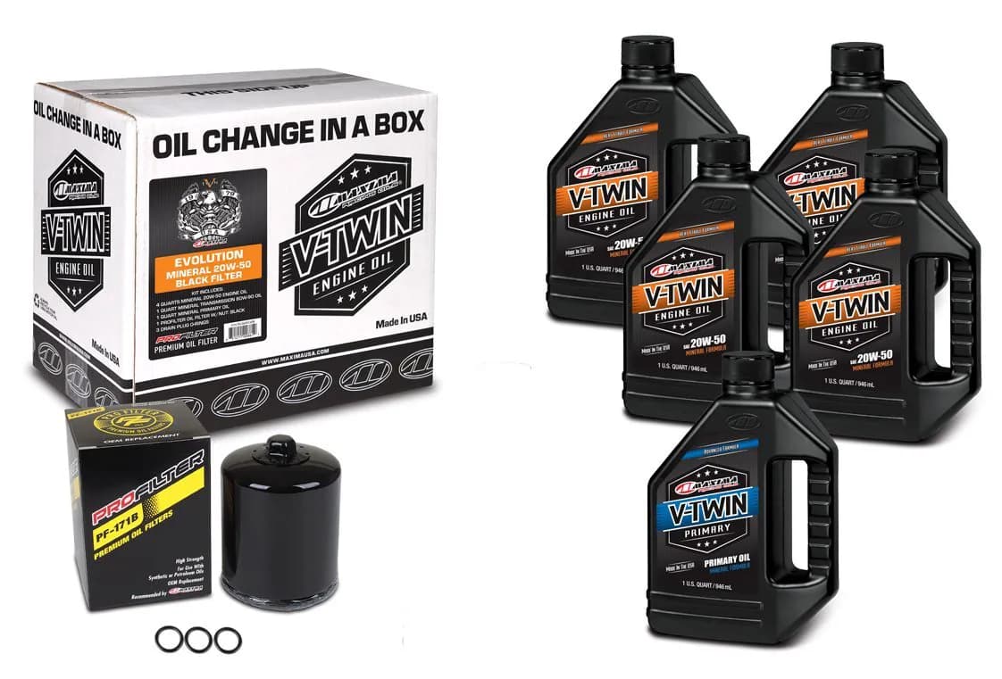 Комплект Maxima V-TWIN SPORTSTER® Oil Change Kit - Mineral [Black], 20w-50