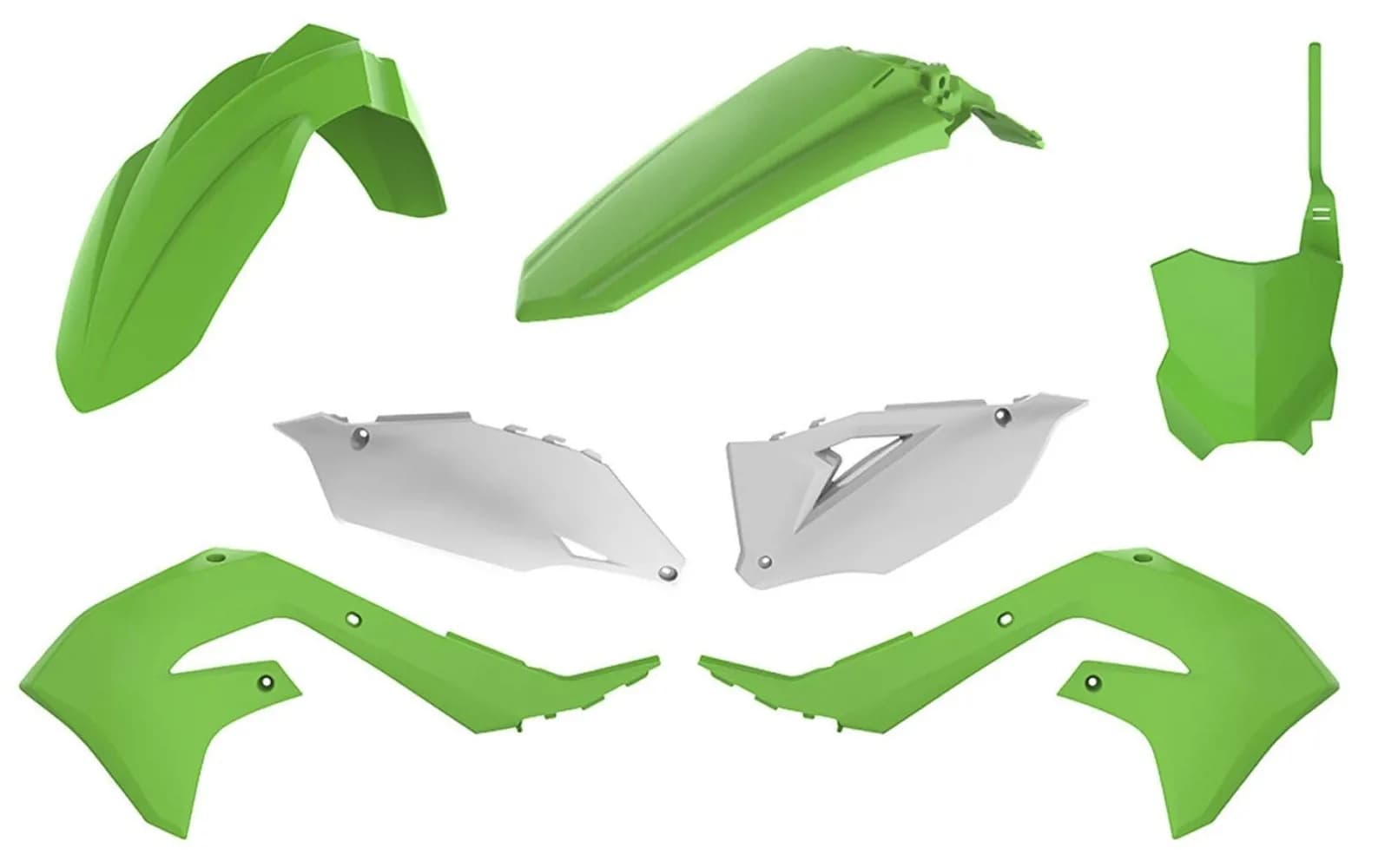 Пластик Polisport MX kit - Kawasaki (19-) [Green/White], Kawasaki