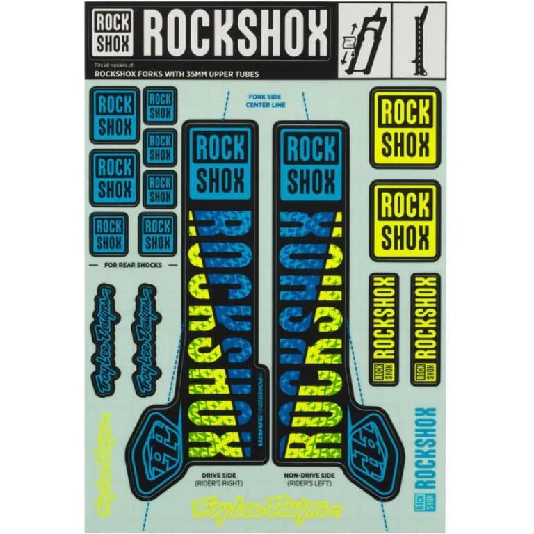 Наліпки Decal Kit Troy Lee Designs 35mm Blue/Yellow MY18 PIKE/Lyrik/Yari/Domain/Revelation(2018+)