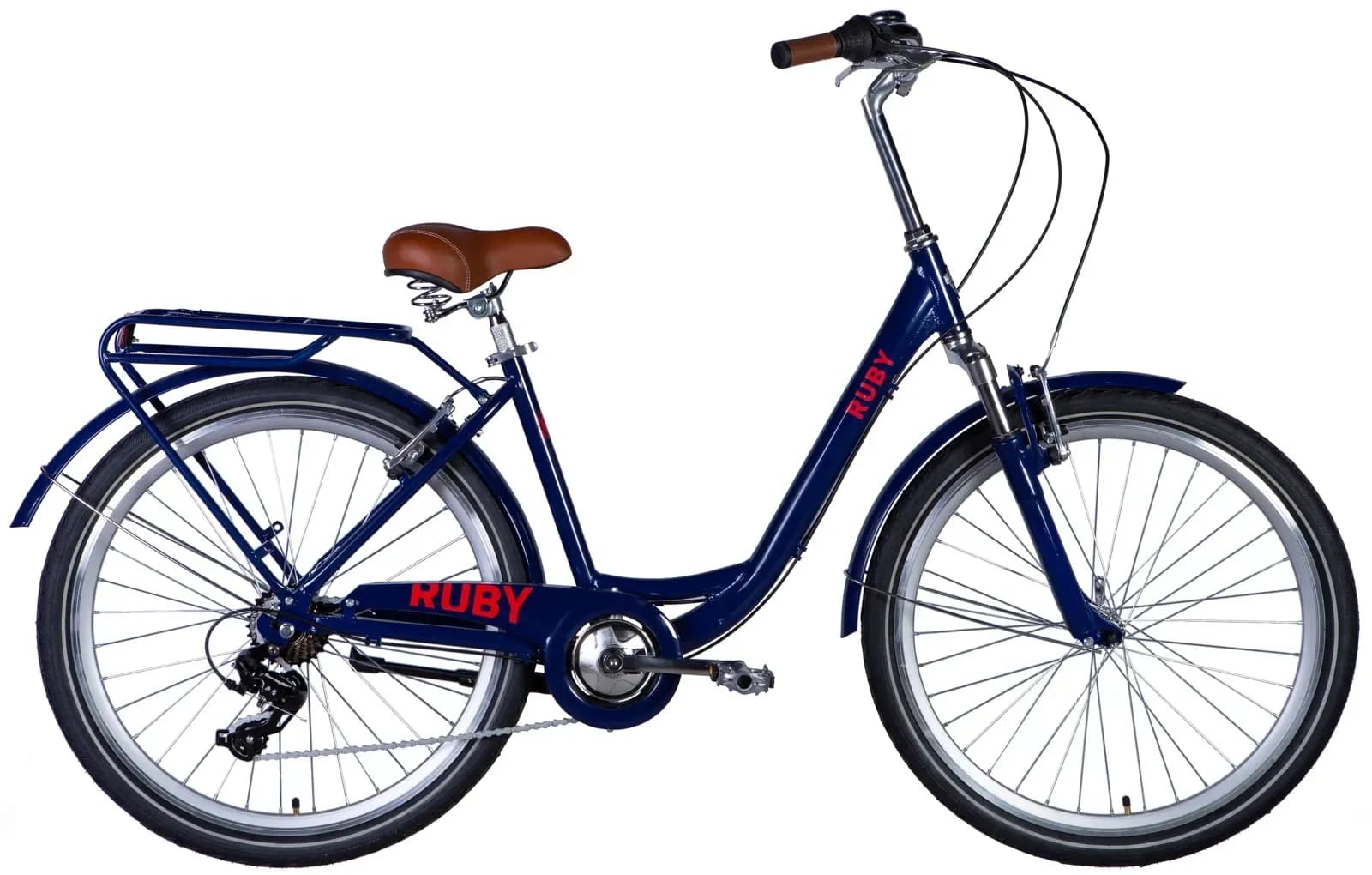 Велосипед AL 26" Dorozhnik RUBY Vbr FR рама-17" темно-синій 2024 крила, крило пер., крило зад., підніжка, дзвоник
