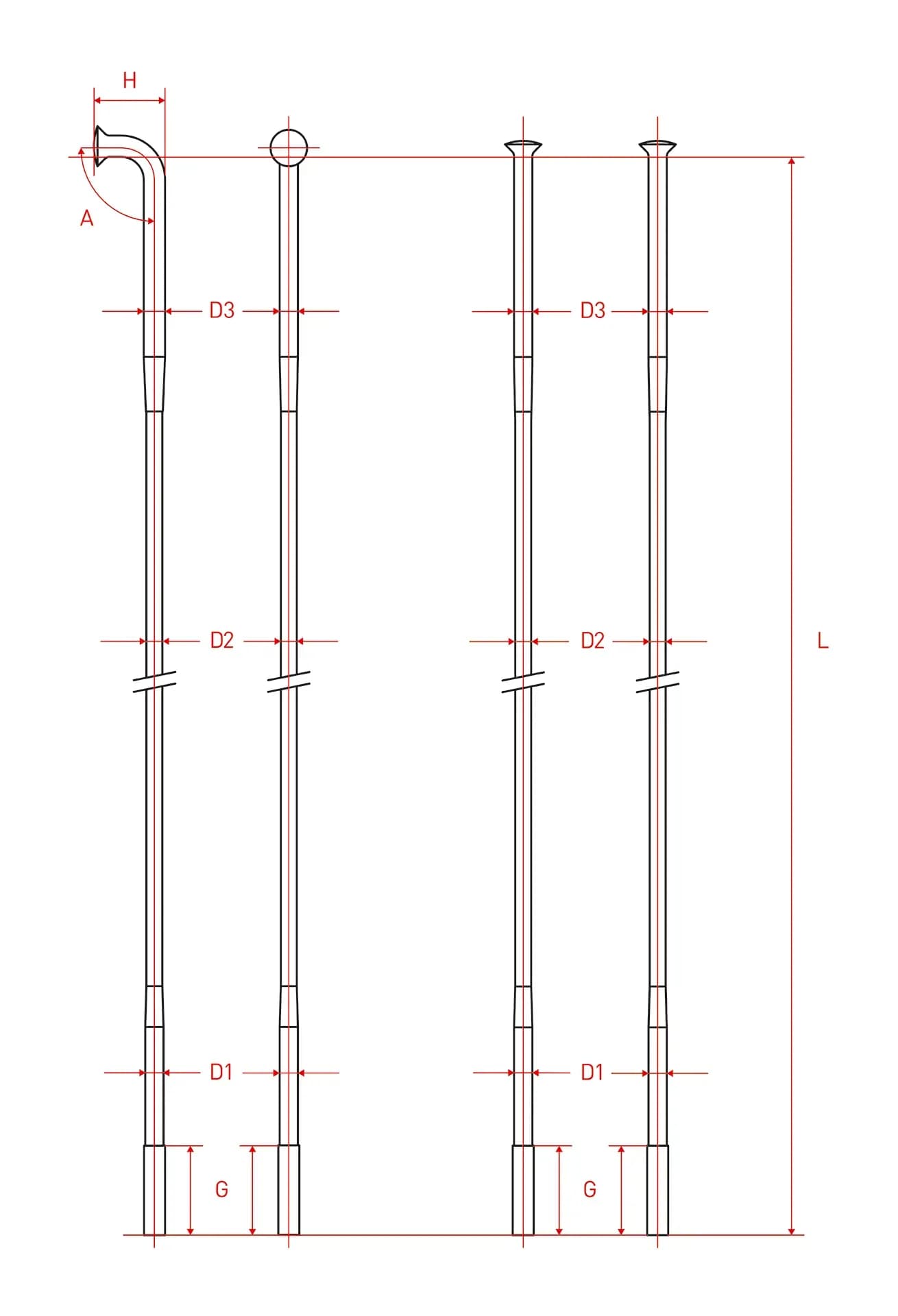 Шприхи DT SWISS Alpine III 2.0/1.8/2.34 мм x 261мм х 100шт (Чорний)