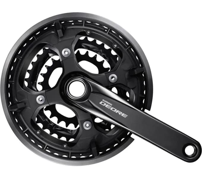 Шатуни Shimano FC-M6010-3 DEORE, інтегрована вісь, 175мм 48x36x26 10-шв., пластиковий захист, чорні, OEM