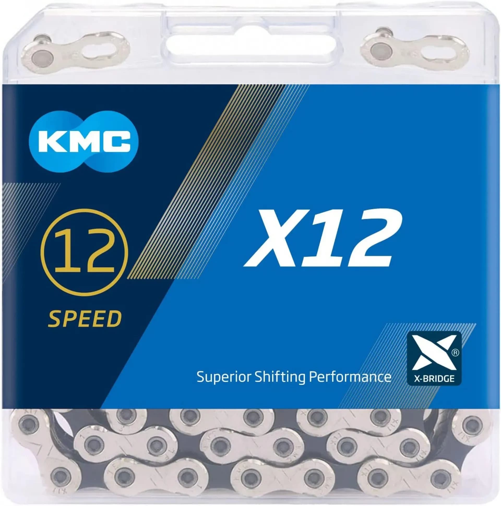 Ланцюг KMC X12 Silver/Black 12 швидкостей 126 ланок срібний/чорний + замок