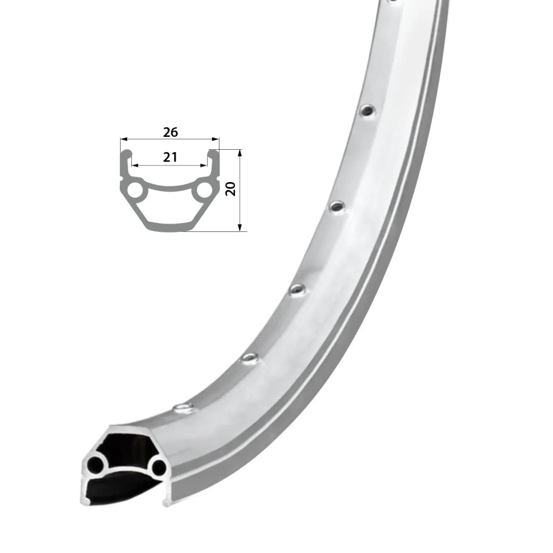 Обід Remerx HIT 21 RX 4521, 26'', 559x21, 32 отв., AV, пістонований, срібний анодований, V-Br, CNC