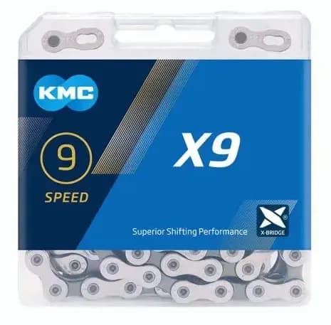 Ланцюг 9 шв 116 лан. замок KMC X9 срiблястий AM (брендоване паковання)