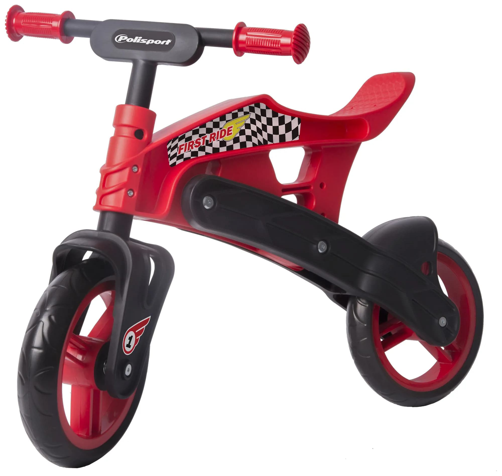 Біговел POLISPORT Balance Bike термопластиковий (2-5 років) до 25 кг чорний/червоний