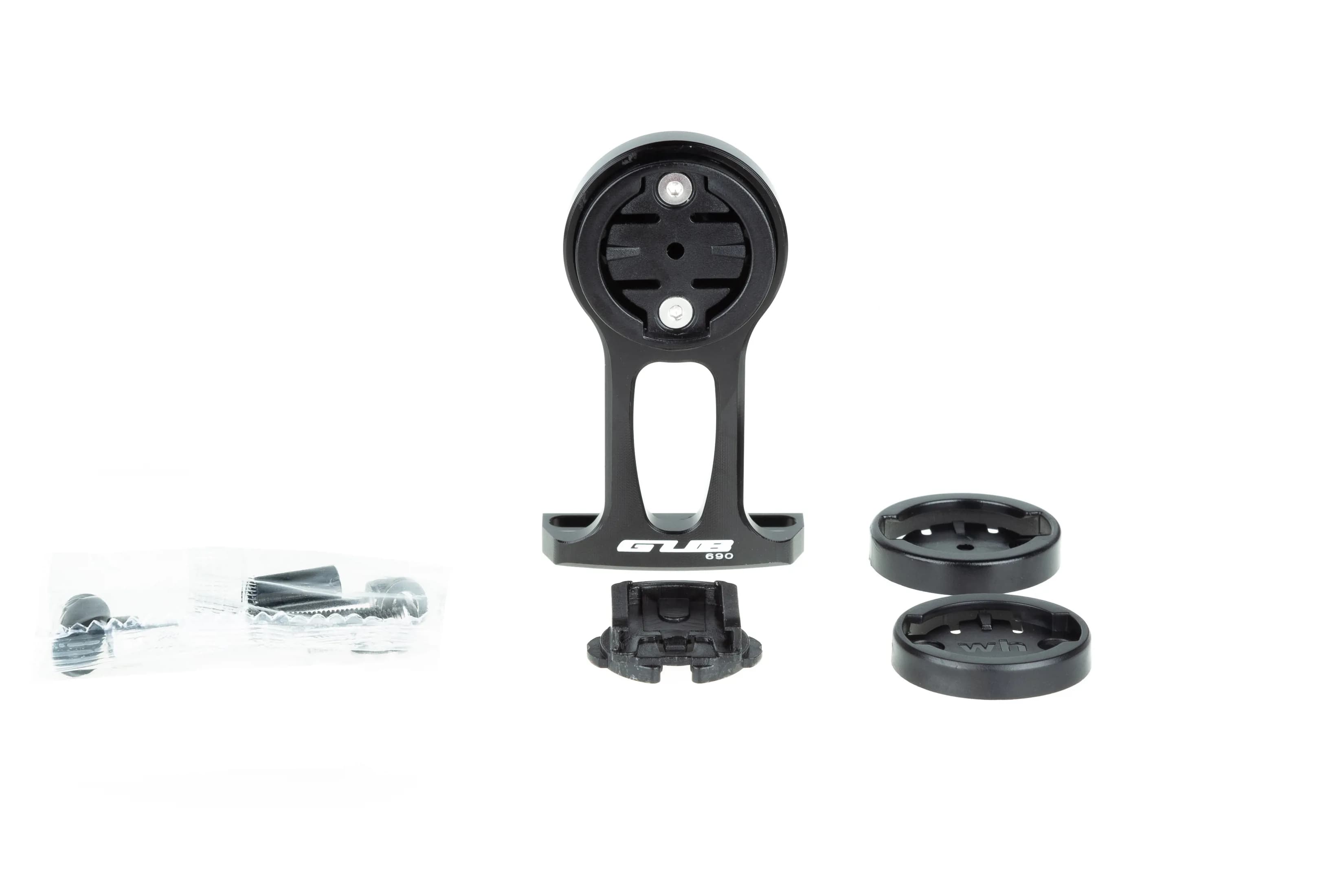 Тримач велокомп'ютера GUB G-690 у кришку виноса, для Garmin, алюмінієвий, чорний