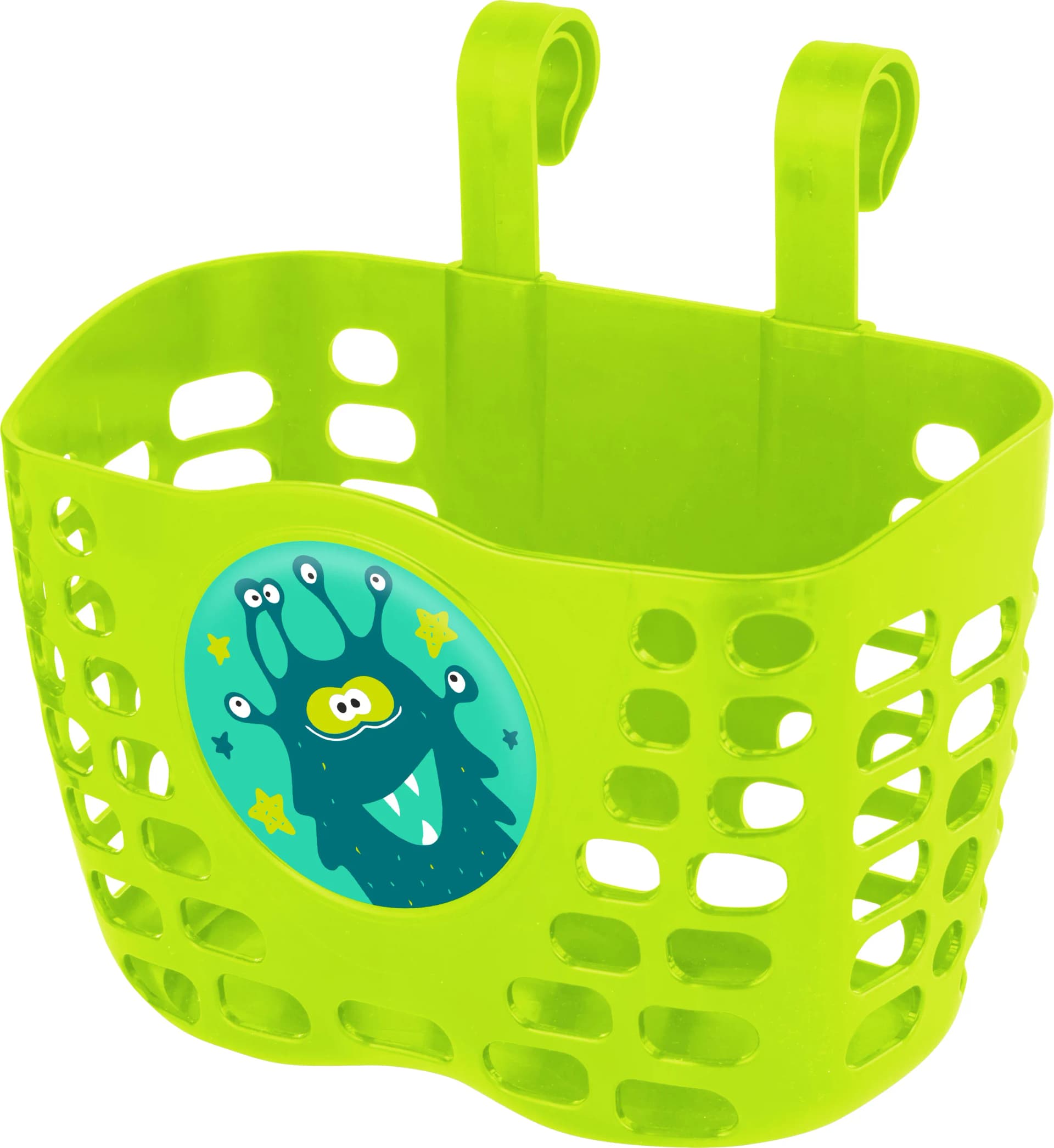 Кошик дитячий пластиковий на кермо KLS Buddy Монстрик, яскраво-зелений